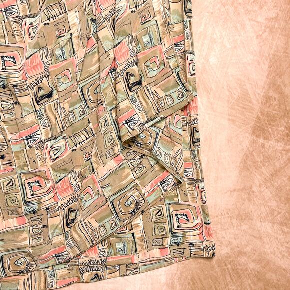 Vintage 90s Jacqueline Ferrar Geometric Print Faux Wrap Silk Maxi Skirt Boho - Picture 5 of 7